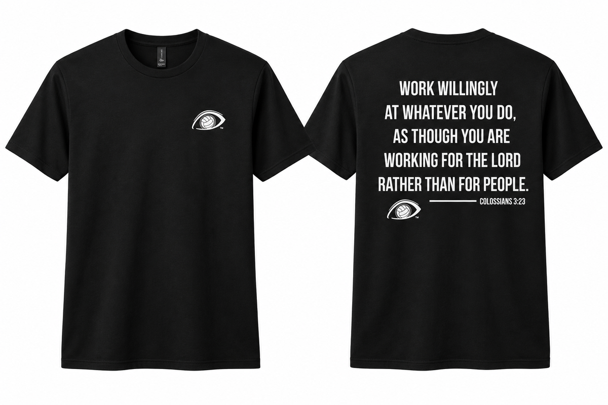 EYEBALL Volleyball Faith Work Willingly Black T-shirt