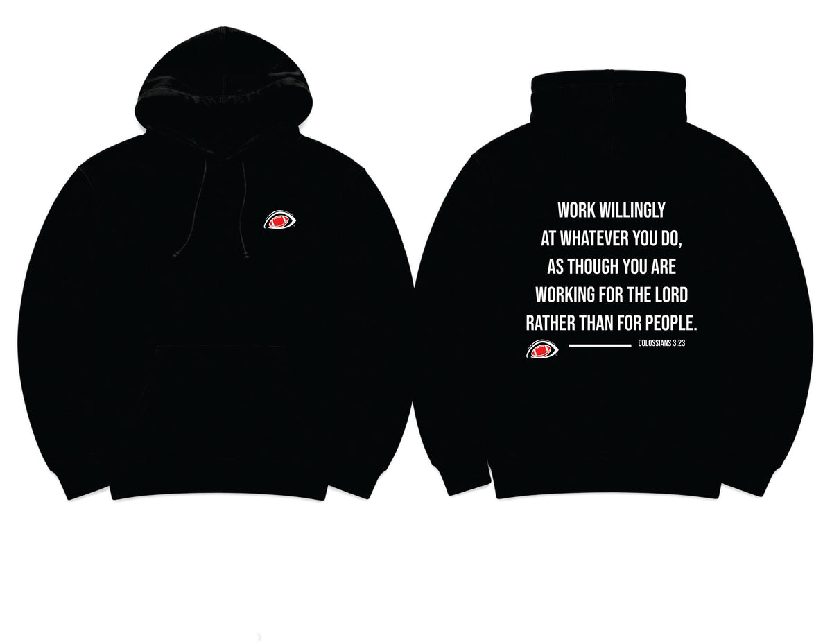 EYEBALL Football Faith Work Willingly Black Hoodie